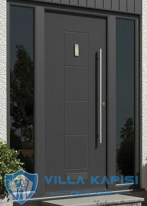 Antrasit Modern Villa Kapısı Kompozit Villa Kapısı Modelleri Kompak Villa Kapıları İstanbul Villa Giriş Kapısı Çelik Kapı