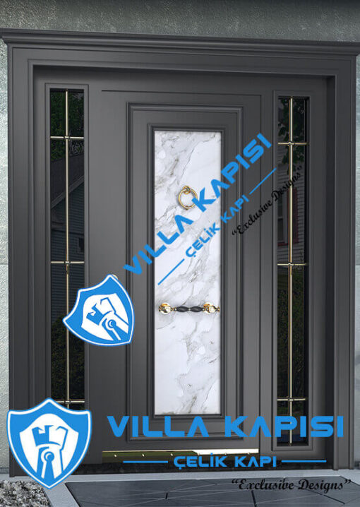 Antrasit Modern Villa Kapısı Kompozit Villa Kapısı Modelleri Kompak Villa Kapıları İstanbul Villa Giriş Kapısı Çelik Kapı