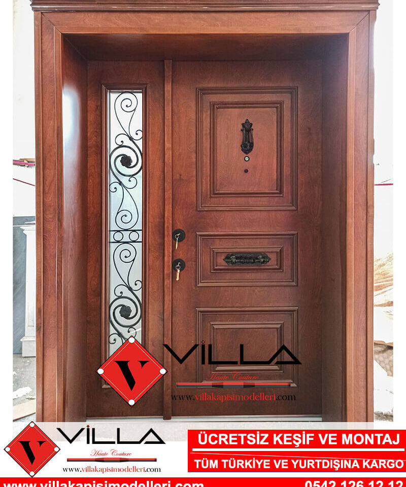 Açık Ceviz Villa Kapısı Ahşap Villa Kapısı Modelleri Fiyatları Çelik Kapı Modelleri
