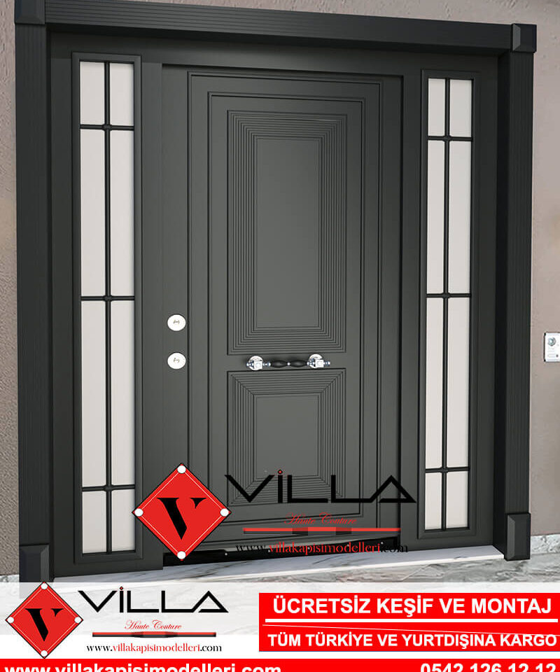 Antrasit Klasik Villa Kapısı Ahşap Villa Kapısı Modelleri Fiyatları Çelik Kapı Modelleri