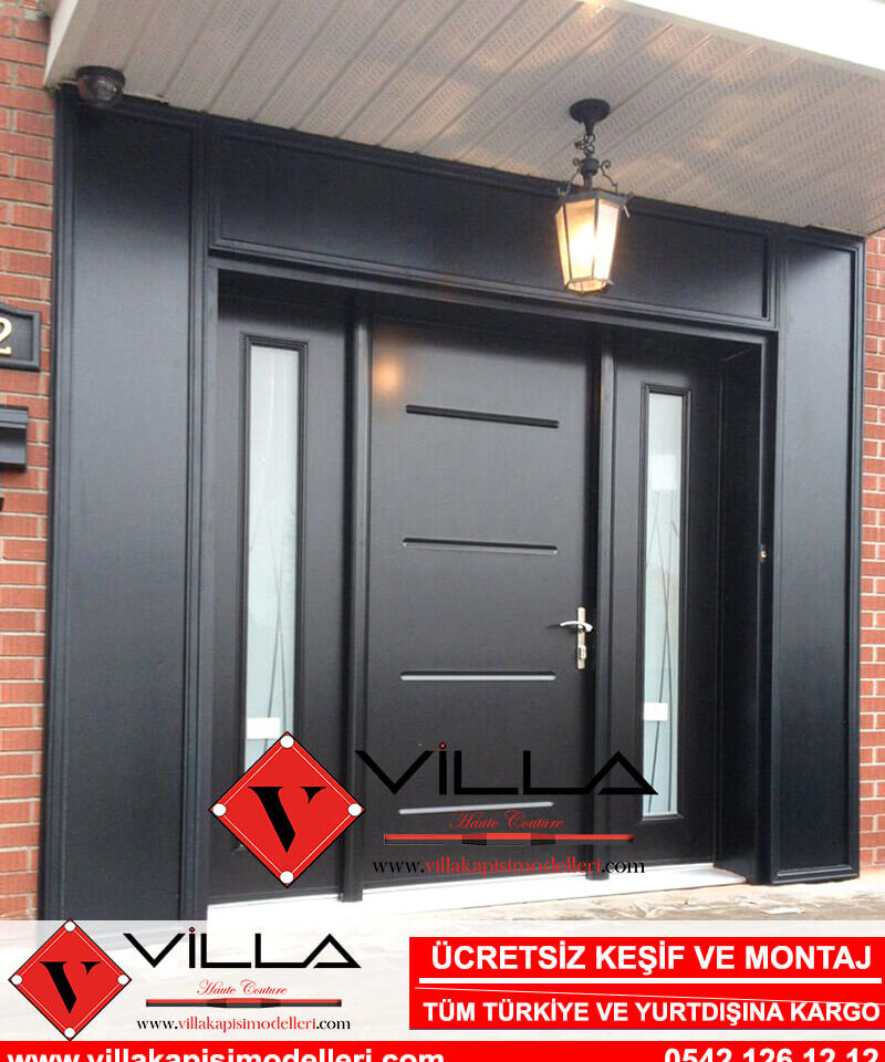 Geniş Siyah Villa Kapısı Ahşap Villa Kapısı Modelleri Fiyatları Çelik Kapı Modelleri